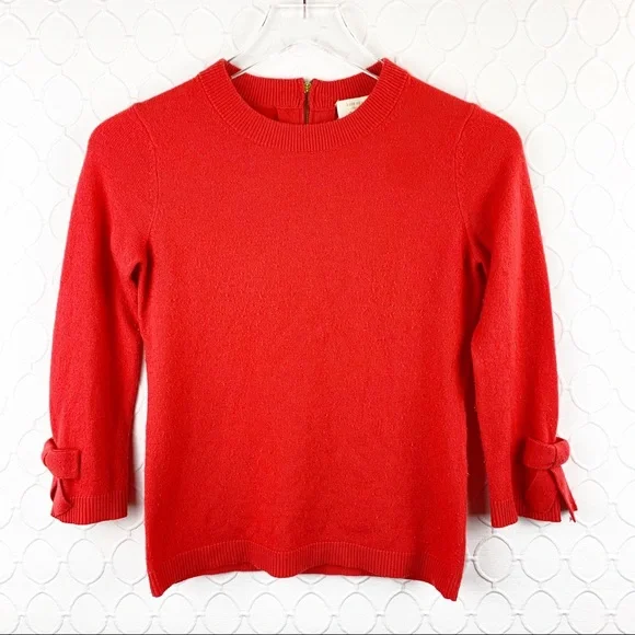 Kate Spade Arianna Red Bow Wool Cashmere Sweater XS - Picture 2 of 8